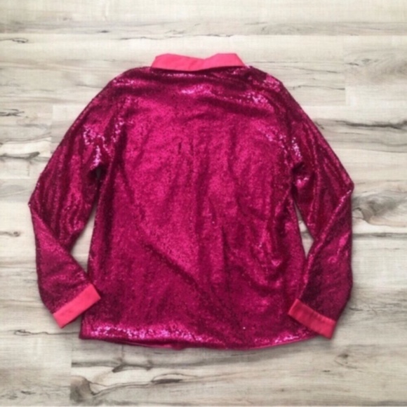 Vibrant Pink Fully Sequin Long Sleeve Blouse - Picture 5 of 8